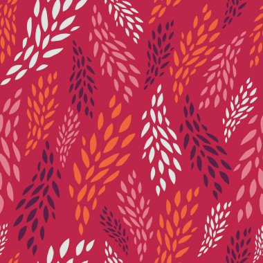 Çiçek ve mor renkli arka planda pürüzsüz desenler bırakır. Çizim düz çizim. Modern moda botanik kolajı