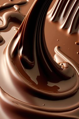 Sıvı çikolata dokusunu yakından çek. Sıvı sıcak çikolata