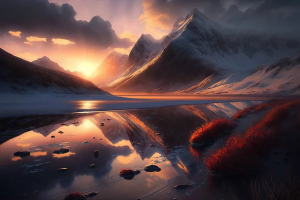 Epicki Krajobraz Gór Zachodzie Słońca — Zdjęcie stockowe