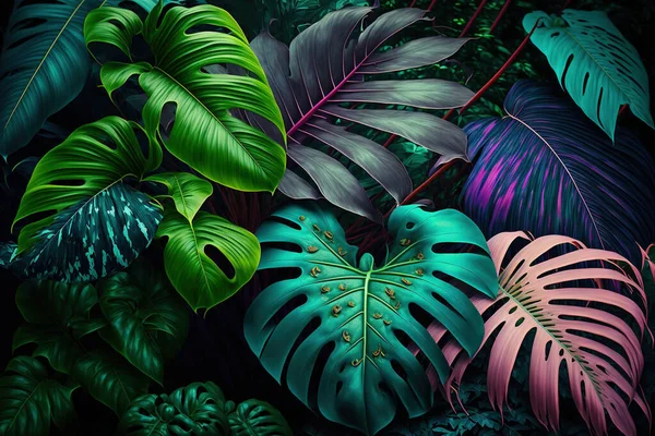 Saftige Tropische Blätter Dunkler Hintergrund — Stockfoto