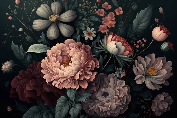 Πολύχρωμα Λουλούδια Φόντο Ταπετσαρία — Φωτογραφία Αρχείου