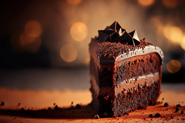 어두운 배경에 초콜릿 케이크 — 스톡 사진