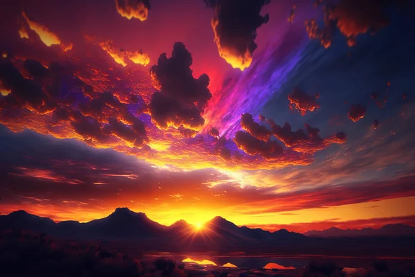 Piękny Zachód Słońca Zachmurzenie Krajobraz Piękna Natura Tapety — Zdjęcie stockowe