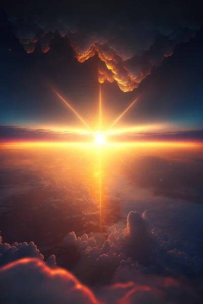 Πανέμορφο Ηλιοβασίλεμα Cloudscape Όμορφη Φύση Ταπετσαρία Εικόνα Αρχείου