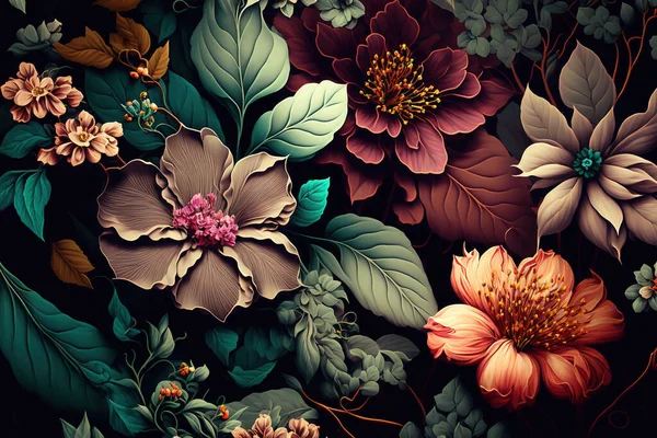 Kolorowe Kwiaty Tapety Piękne Tło Botaniczne Kwiatowe Tło — Zdjęcie stockowe