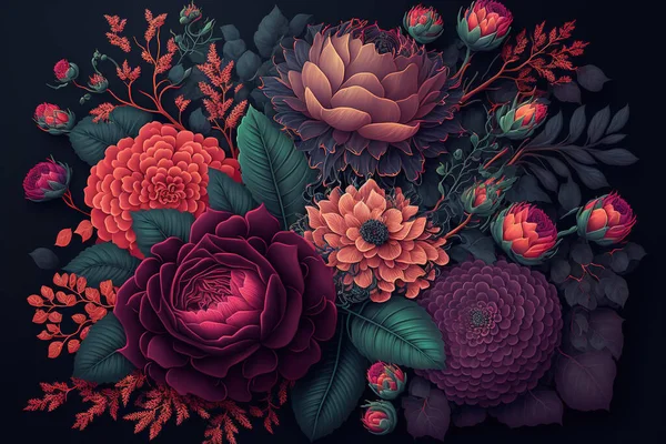 Renkli Çiçek Duvar Kağıdı Güzel Botanik Arka Plan Çiçek Arkaplanı — Stok fotoğraf
