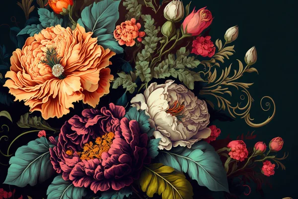 色彩斑斓的花朵墙纸 美丽的植物学背景 花卉背景 图库图片