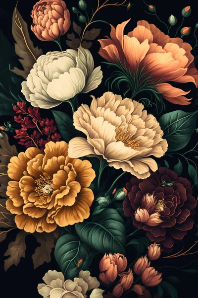 Flores Coloridas Papel Parede Belo Fundo Botânico Fundo Floral Fotografias De Stock Royalty-Free