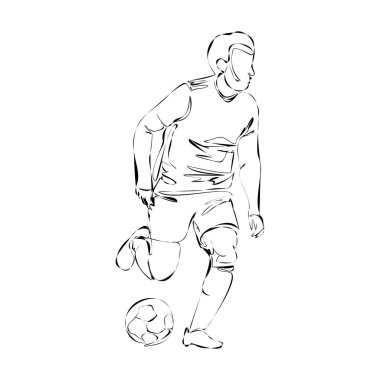 Futbol, futbolcu topa vuruyor, futbolcu şut atıyor ve gol atıyor, bir oyuncu galibiyet izole vektörünü seçiyor.
