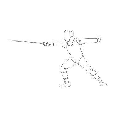 Eskrim sanatçısı veya kılıç karalama stili çizim el çizimi vektörü