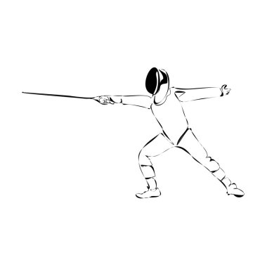 Eskrim sanatçısı veya kılıç karalama stili çizim el çizimi vektörü