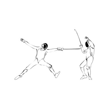 Eskrim sanatçısı veya kılıç karalama stili çizim el çizimi vektörü
