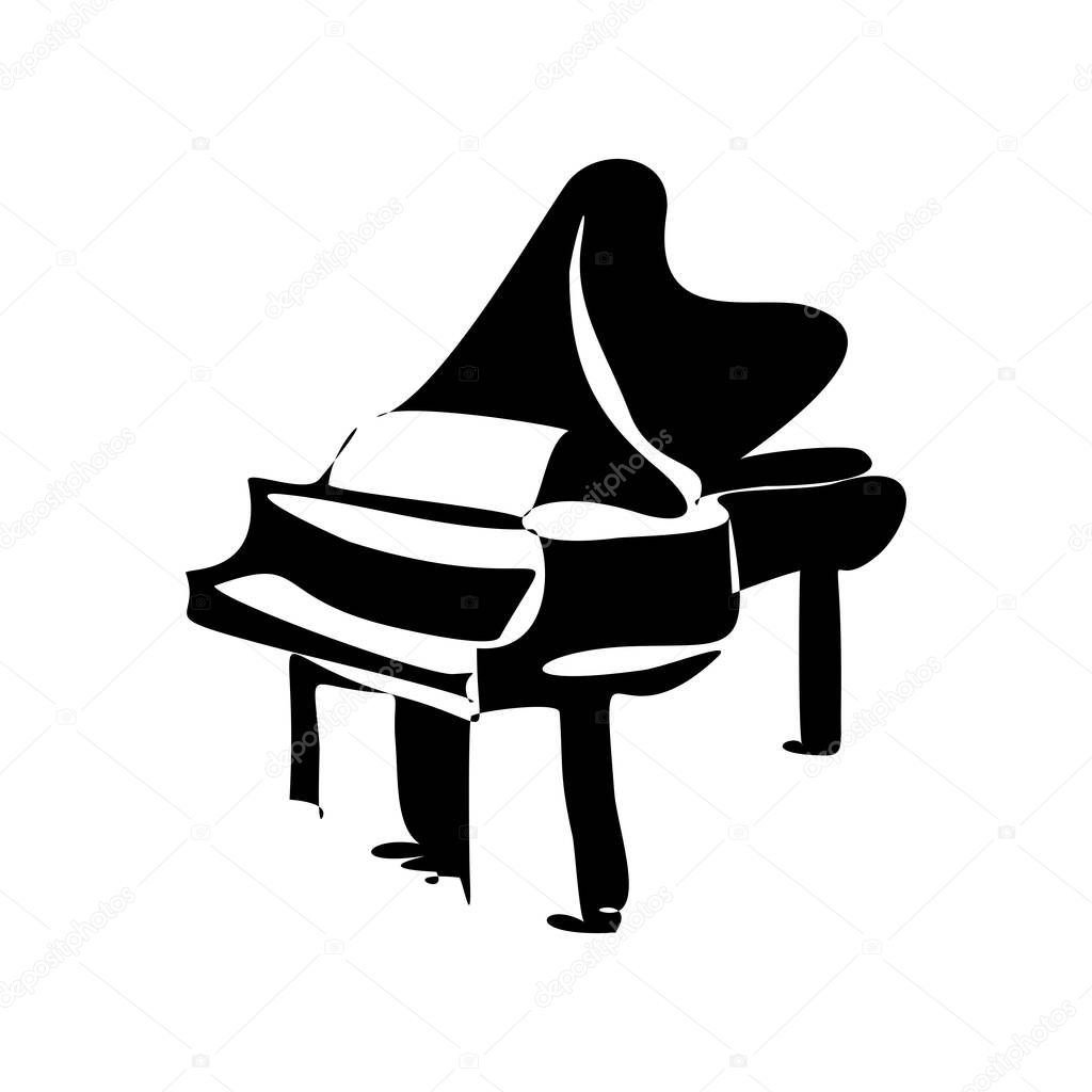 Grand piano instrument icon. Simple illustration of grand piano instrument vector icon for web design isolated on white background