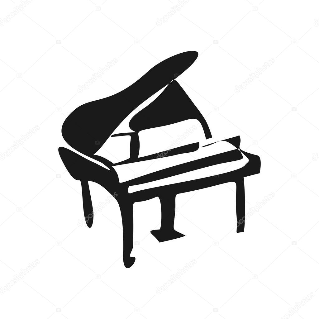 Grand piano instrument icon. Simple illustration of grand piano instrument vector icon for web design isolated on white background