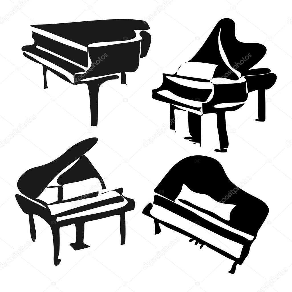 Grand piano instrument icon. Simple illustration of set of grand piano instrument vector icon for web design isolated on white background