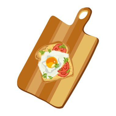 Kızarmış yumurtalı ekmek, salyangoz ve domatesli sandviç. Sağlıklı kahvaltı kavramı