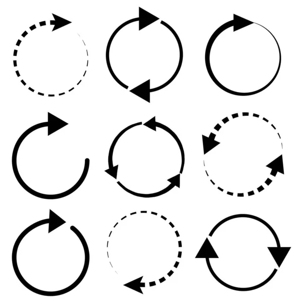 Flechas Circulares Conjunto Infográficos Diagrama Círculo Design Movimento Recarregar Símbolo — Vetor de Stock