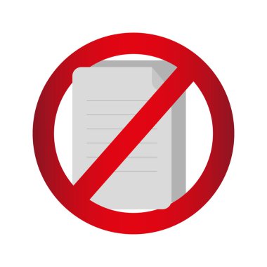 Kırmızı yasak belgesi olan düz simge. Simgeyi durdurma. Belge sembolü. Vektör çizimi. Stok görüntüsü. EPS 10.