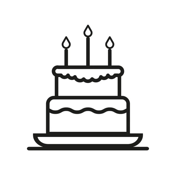線形スタイルでケーキキャンドルアイコン 丸みを帯びた 誕生日おめでとう パーティーの装飾 甘い食べ物だ ベクトルイラスト ストック画像 第10話 — ストックベクタ