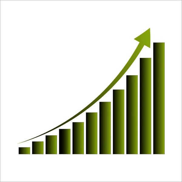 Зеленая Стрелка Вверх График Роста Финансовый Отчет Зеленая Стрела Вверх — стоковый вектор