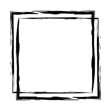 Beyaz arkaplanda kare çerçeve çizimi. Fırça dokusu. Vektör çizimi. Hisse senedi. EPS 10.