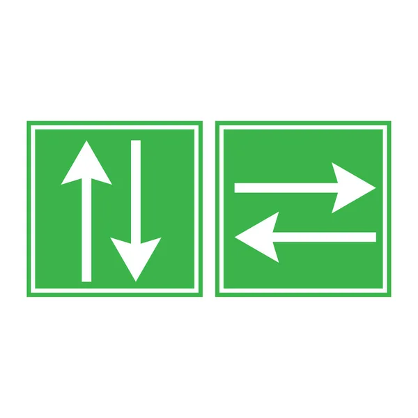 Зеленые Квадратные Белые Стрелы Информационный Знак Бизнес Концепции Экстренный Символ — стоковый вектор