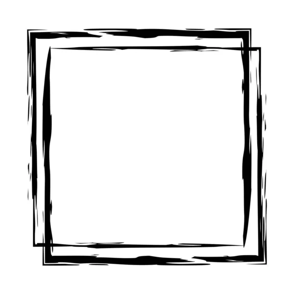 Square Frame Sketch Style White Background Brush Texture Vector Illustration — Stock Vector