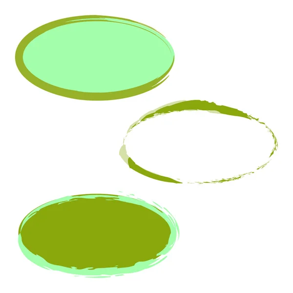 Escova Verde Elemento Linha Desenhado Mão Moldura Circular Ilustração Vetorial — Vetor de Stock