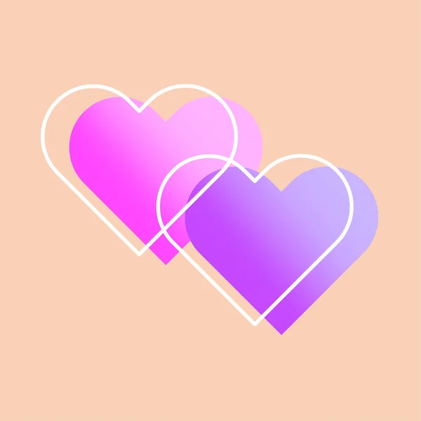 Purple Hearts Sketch Style Wedding Logo Vector Illustration Stock Image — Stock Vector