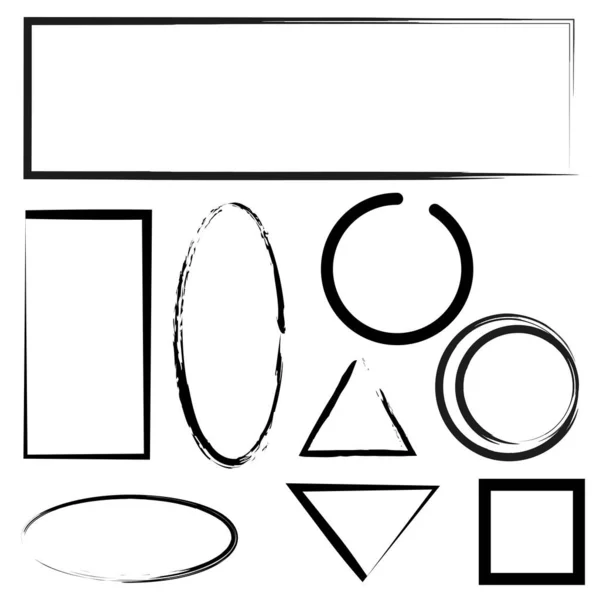 Retro Borstel Geometrische Frames Kunst Lijn Ornament Vector Illustratie Afbeelding — Stockvector