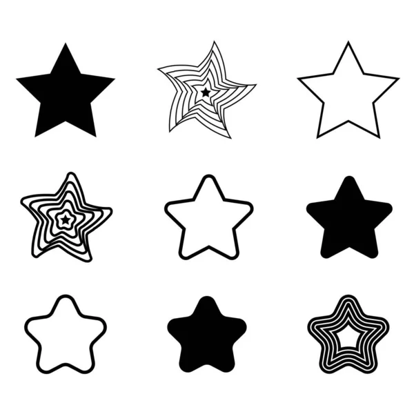 Negro Cepillo Estrellas Conjunto Ilustración Vectorial Imagen Stock Eps — Archivo Imágenes Vectoriales