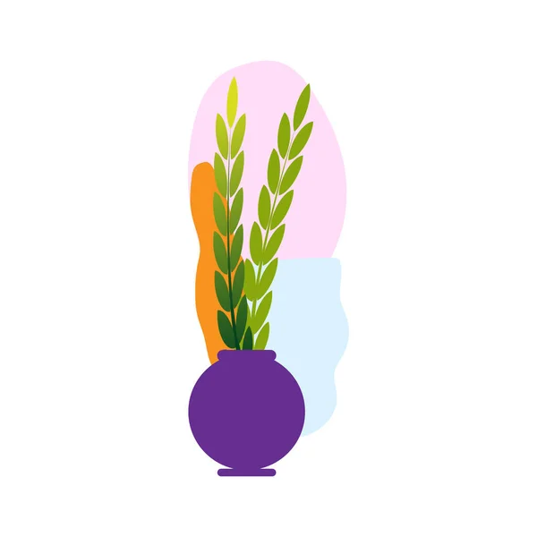 Blumentopf Vorhanden Pflanze Florales Design Handgezeichnetes Linienelement Vektorillustration Aktienbild Eps — Stockvektor