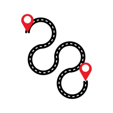 İki virajlı yol. Vektör çizimi. Hisse senedi. EPS 10.