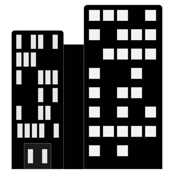 Casa Varios Pisos Negro Sobre Fondo Blanco Edificio Ciudad Ilustración — Vector de stock