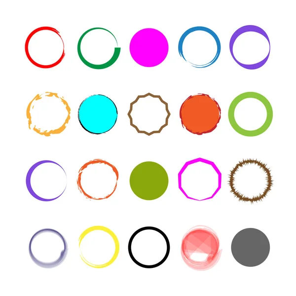 Conjunto Círculos Pincel Color Forma Redonda Ilustración Vectorial Imagen Stock — Vector de stock