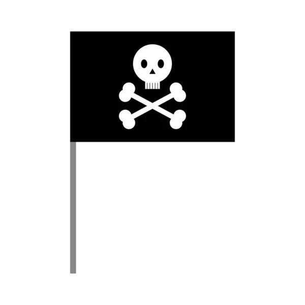 Black Cartoon Pirate Flag Travel Concept Vector Illustration Stock Image — Stock Vector