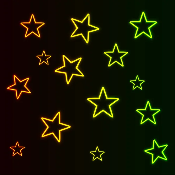 Желтые Неоновые Звезды Украшение Вечеринки Рождественский Световой Эффект Векторная Иллюстрация — стоковый вектор