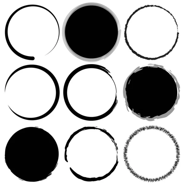 Cercles Brosse Ensemble Cadre Circulaire Forme Ronde Illustration Vectorielle Image — Image vectorielle
