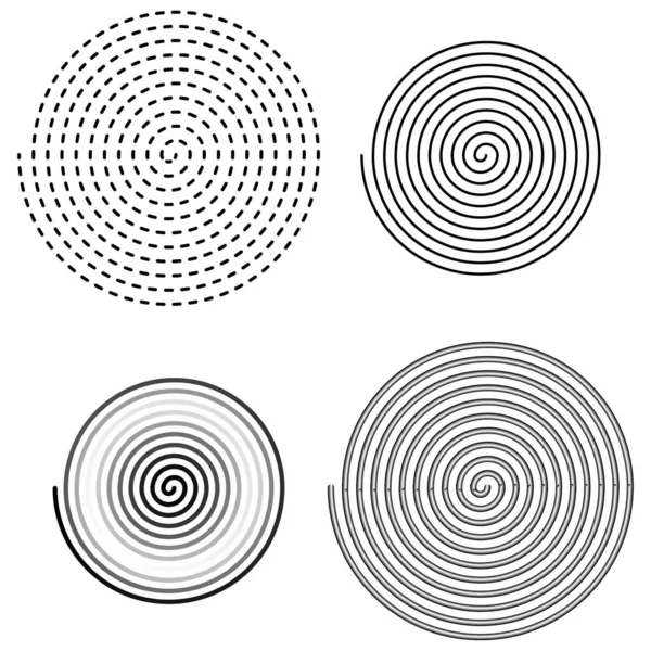 Ensemble Spirale Cercles Noirs Cercle Fond Effet Lumière Forme Ronde — Image vectorielle