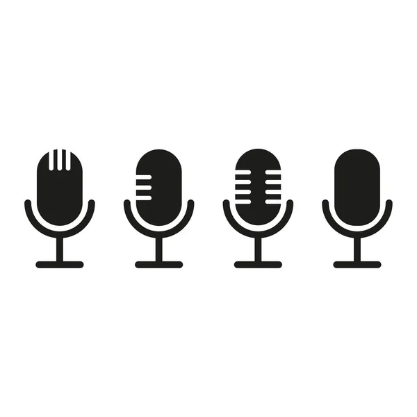 Mikrofonsymbole Gesetzt Musikbühne Gestaltungselement Eine Solide Ausstattung Lautsprecher Ikone Vektorillustration — Stockvektor