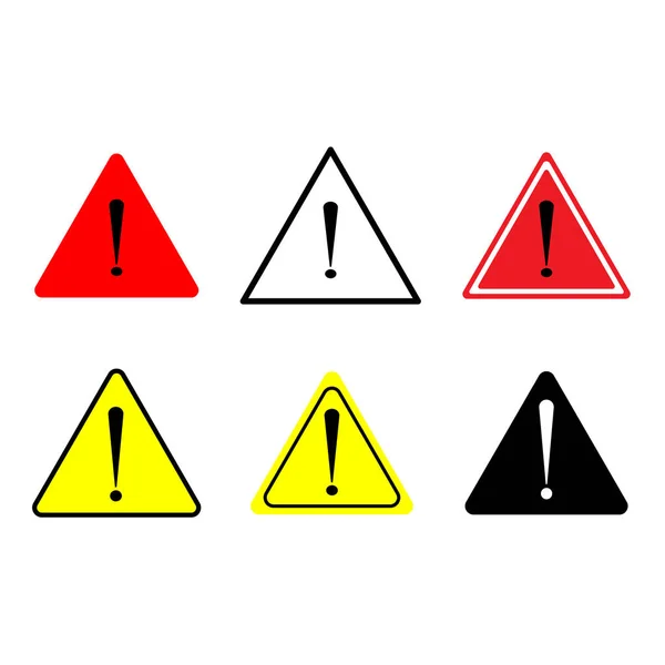 Driehoeken Uitroepteken Attentie Teken Veiligheidsconcept Vlakke Waarschuwing Vector Illustratie Afbeelding — Stockvector