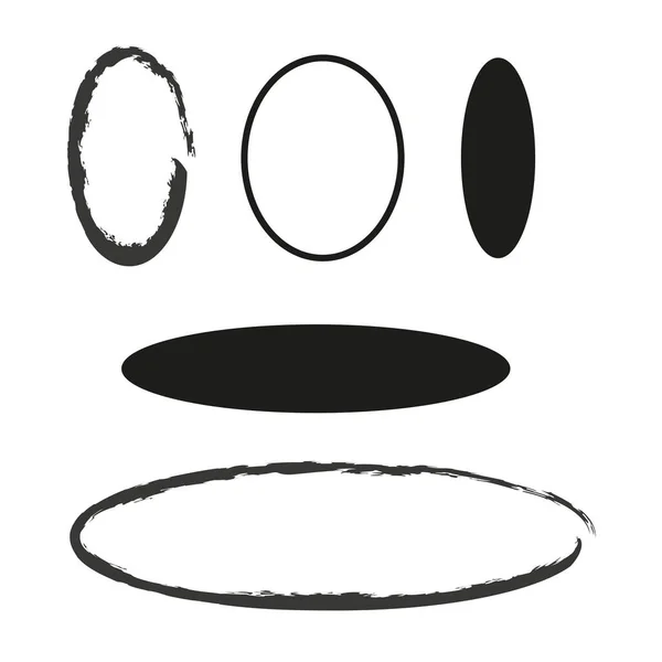 ブラシの楕円形 ドードル サークルセット 円形のフレーム エッジフレーム ベクトルイラスト ストック画像 Eps — ストックベクタ