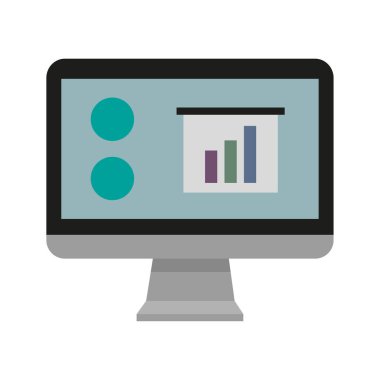 Çizgi film monitörü. Dijital iş. Modern tasarım. Teknoloji aygıtı ekranı. Vektör çizimi. Stok görüntüsü. EPS 10.