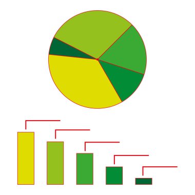 Yeşil çizgi film çember grafiği. Grafik elementi. Finansal konsept. Vektör çizimi. Stok görüntüsü. EPS 10.