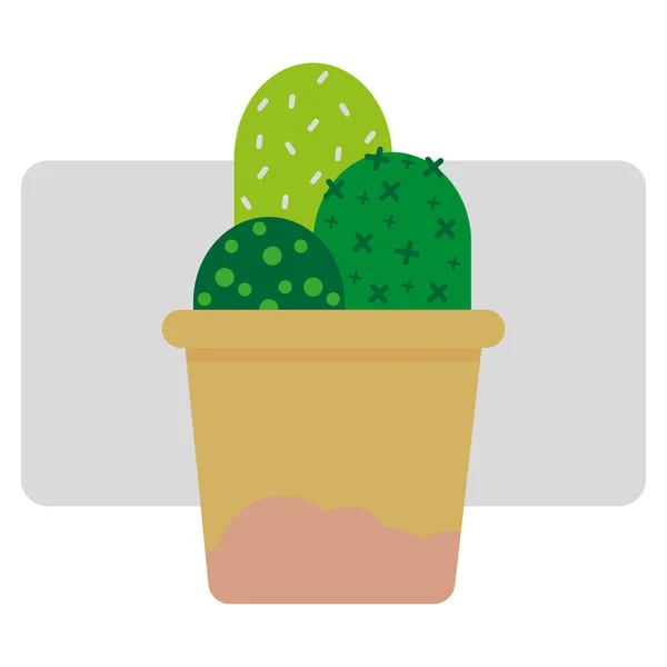 Pictogram Met Groene Cactus Natuurlijke Achtergrond Buitenwesten Cartoon Stijl Vector — Stockvector