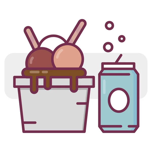Cartoon Ice Cream Water Jar Natural Background Sweet Food Vector — Stock Vector