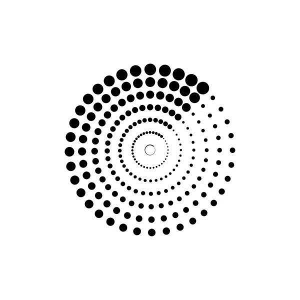 Círculos Punteados Negros Arte Medio Tono Círculos Punteados Forma Redonda — Vector de stock