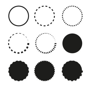 circles dash line. Circle spin set. Geometric background. Loading circles dotted. Vector illustration. Stock image. EPS 10. clipart
