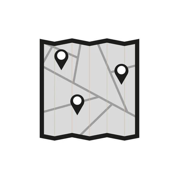 Karte Mit Pin Symbol Konzeptgrafisches Gestaltungselement Road Trip Vektorillustration Archivbild — Stockvektor