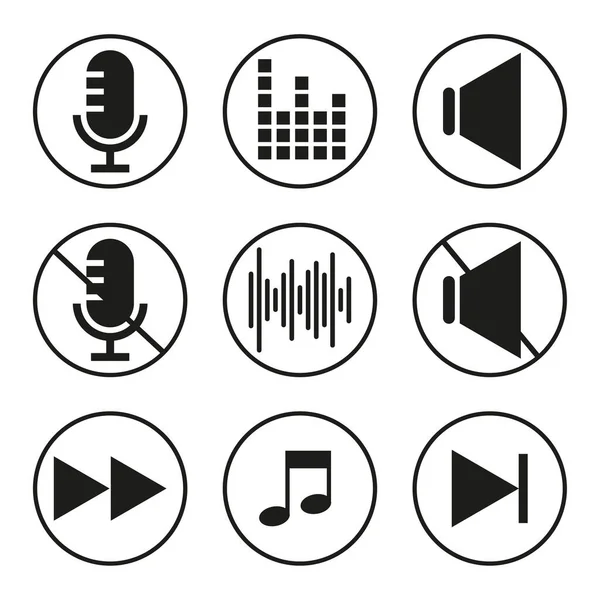 Hangikonok Hangszóró Ikon Hangszóró Videó Gomb Beállítása Vektor Illusztráció Készletkép — Stock Vector
